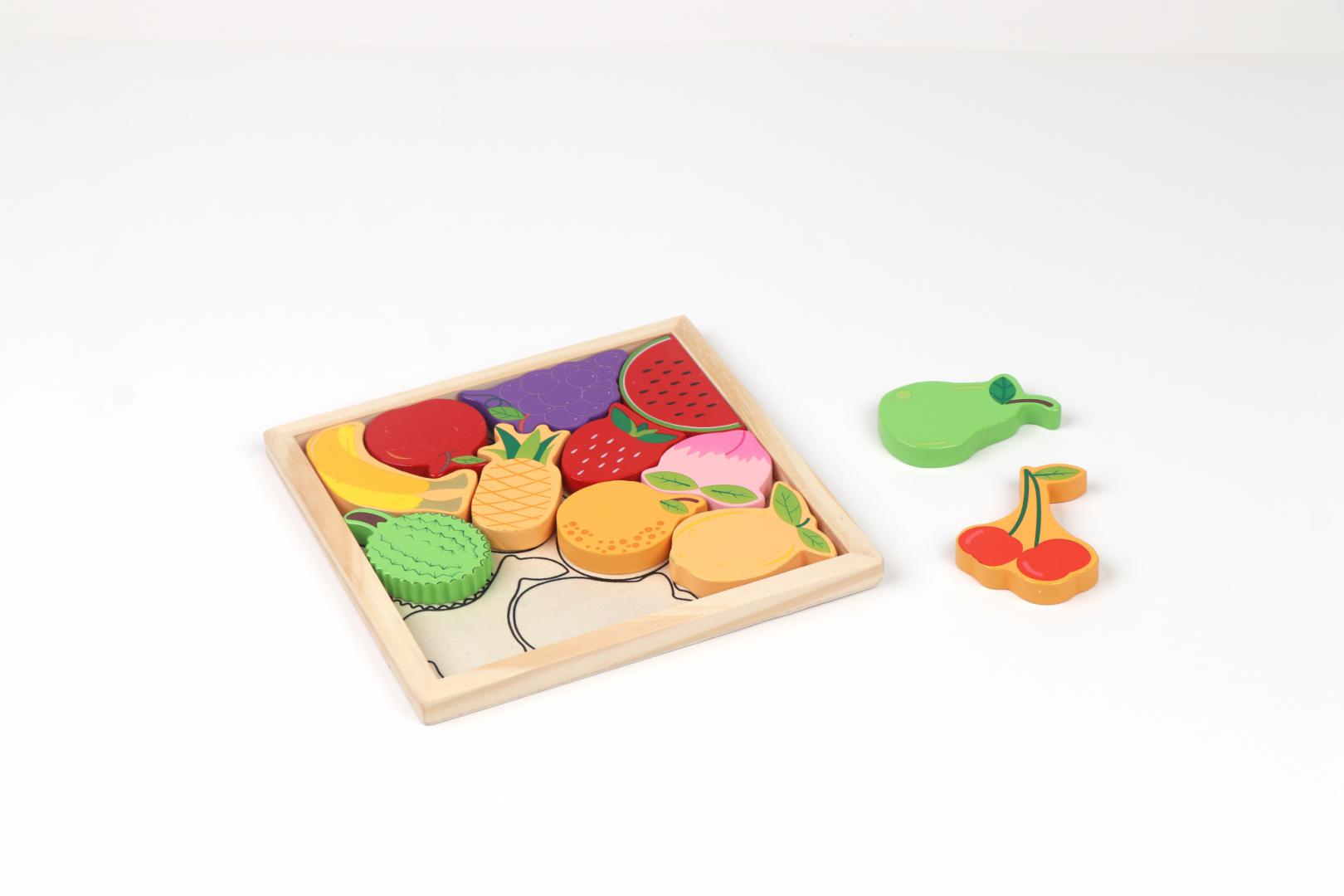 Puzzle Lemn Fructe 12 Piese Momki - Joc Educativ Copii