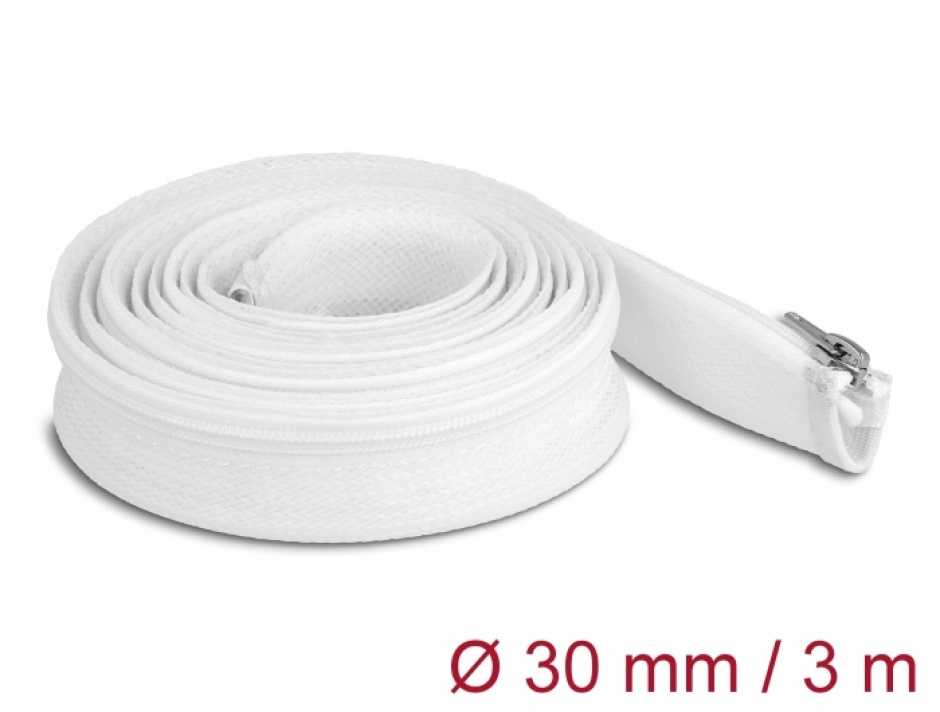 Organizator Cabluri cu Fermoar 3m Delock, Alb