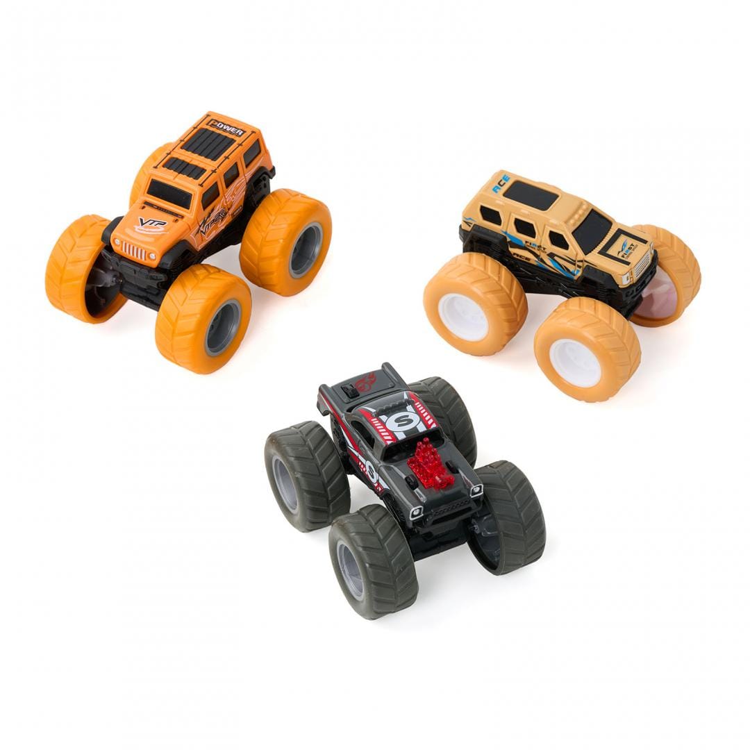 Set 3 Masini Off-Road 360° Momki - Roti Cauciuc, Motor Inertie - imagine 5