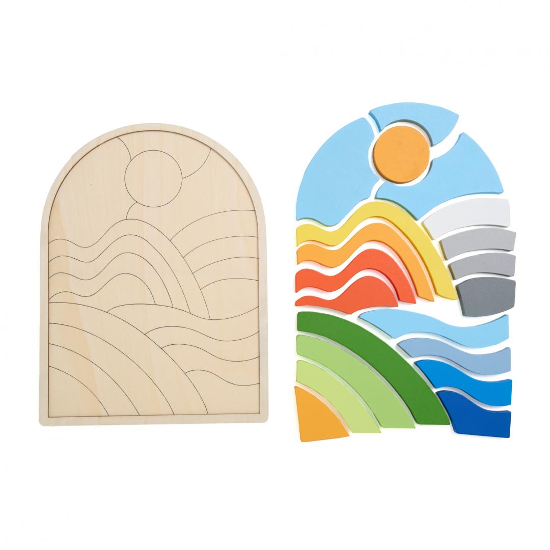 Puzzle Curcubeu Lemn 21 Piese | Joc Educațional Colorat