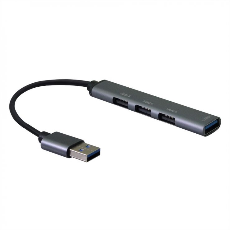 Hub USB 2.0 4 Porturi OEM Gri - imagine 1