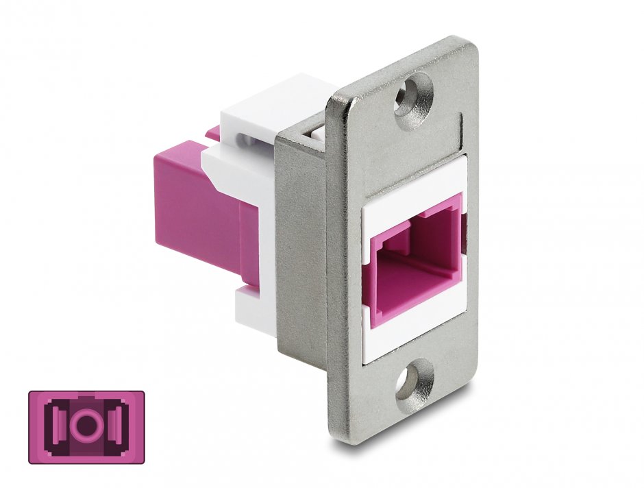 Modul fibra optica SC Simplex M-M montare panou Alb/violet, Delock 91089