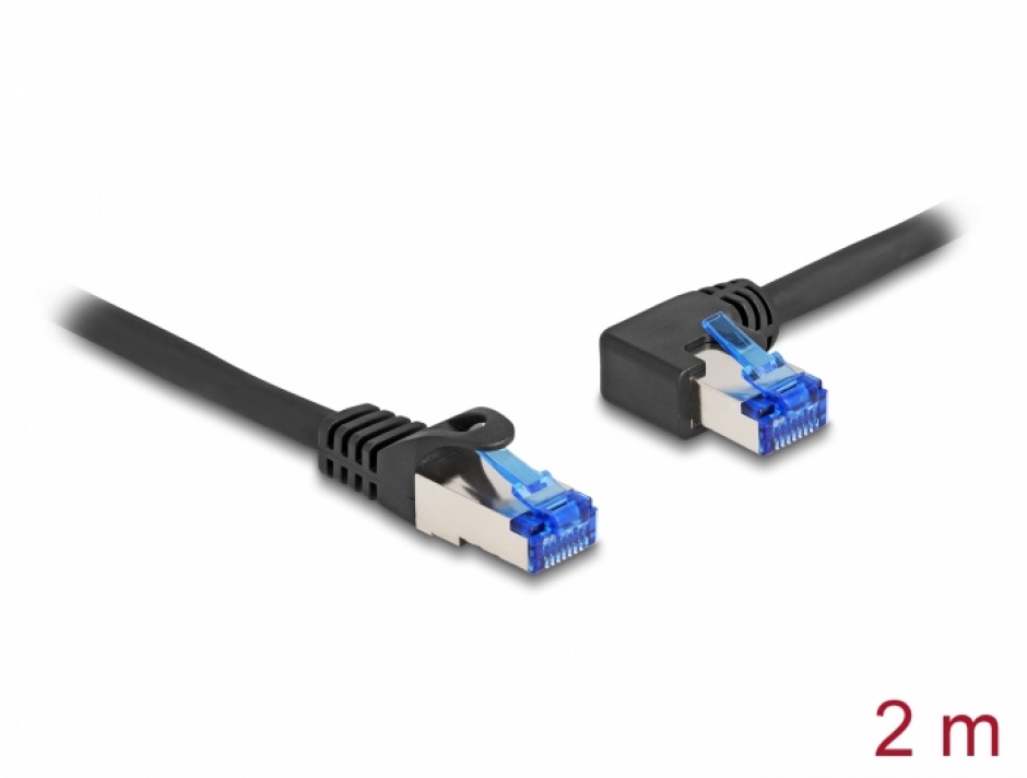 Cablu RJ45 Cat.6A SFTP 2m, Unghi, Delock