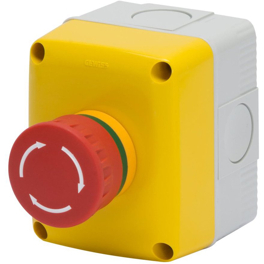 Carcasă cu buton Gewiss GW27202, IP66, ciupercă roșu