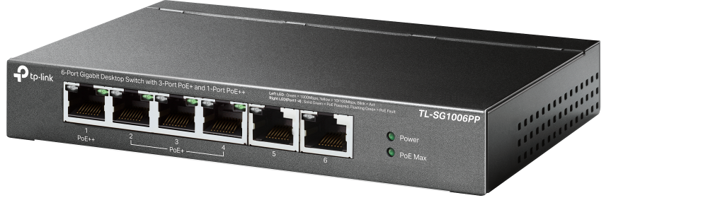 Switch PoE TP-Link TL-SG1006PP 6 Porturi Gigabit 64W PoE++ - imagine 3