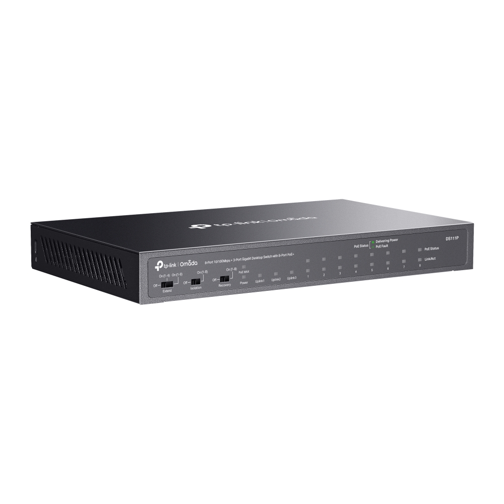Switch TP-LINK Omada DS111P 8 Porturi PoE+ 65W pentru Supraveghere - imagine 4