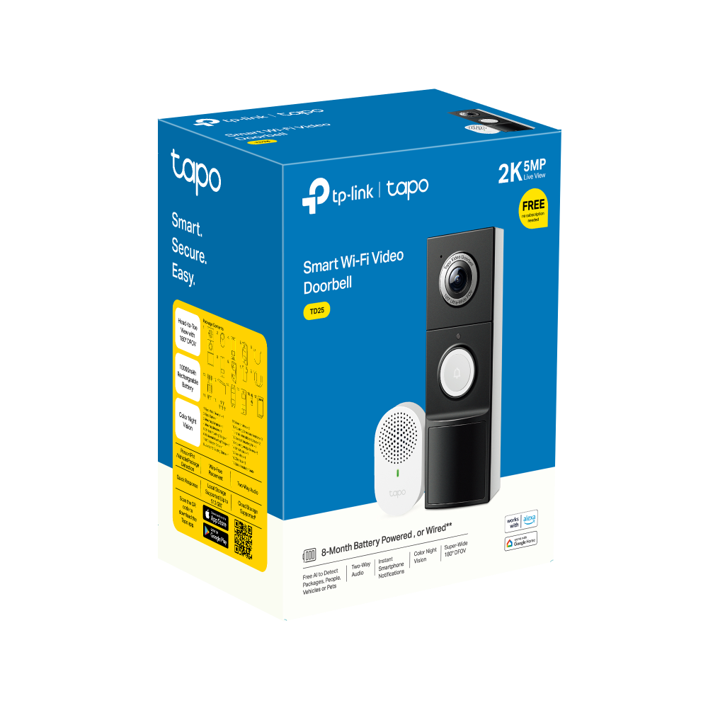 Sonerie Video Inteligentă TP-Link Tapo D235 2K cu Baterie - imagine 5