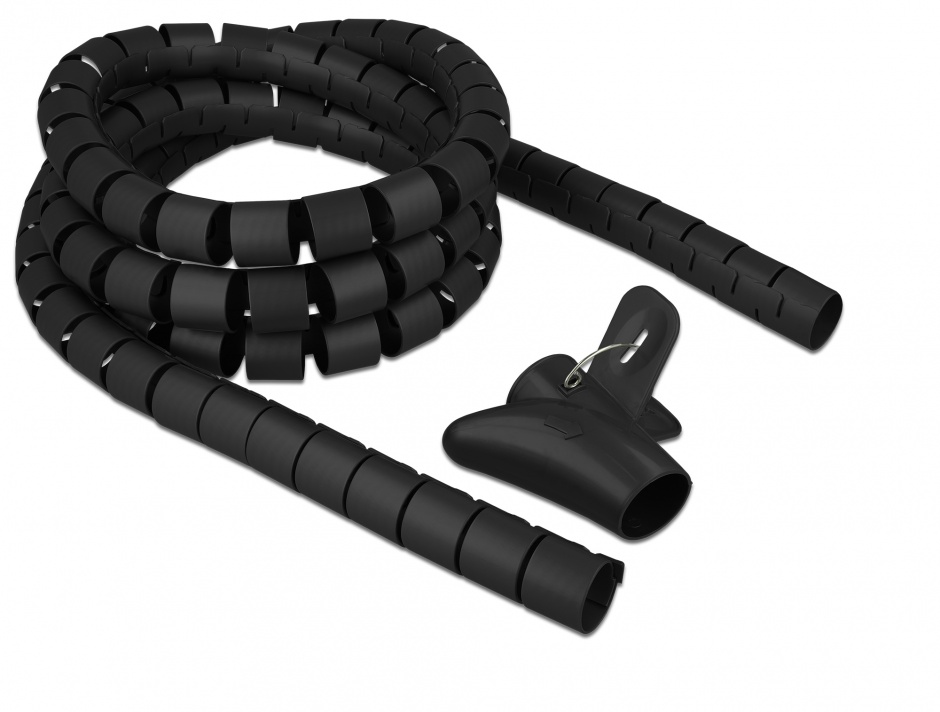 Organizator Cabluri Spiralat 2.5m Negru Delock