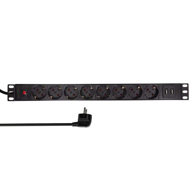 PDU Logilink 1U 8 Prize Schuko 16A + USB - imagine 2