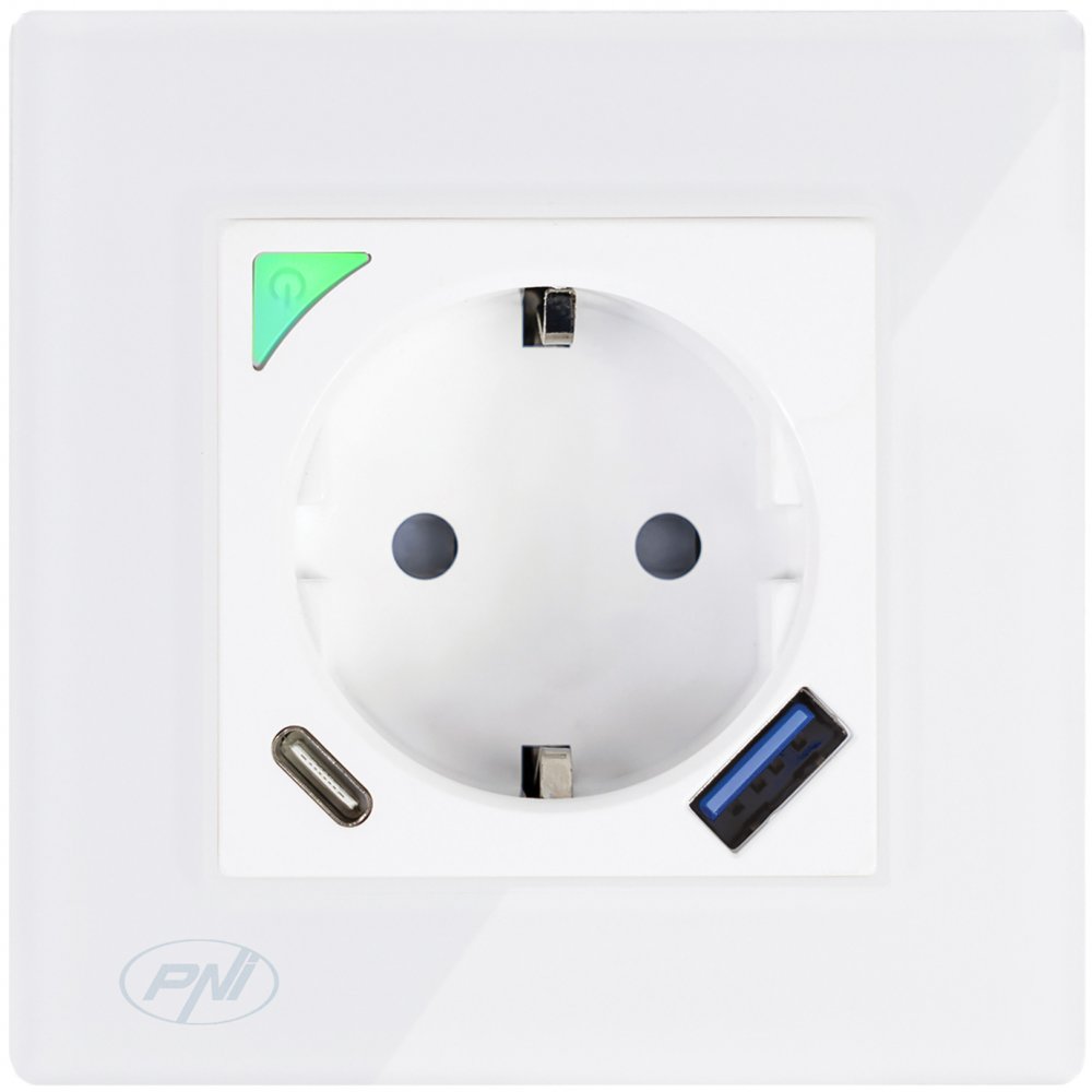 Priză Smart WiFi PNI WP202, Control Tuya & Alexa