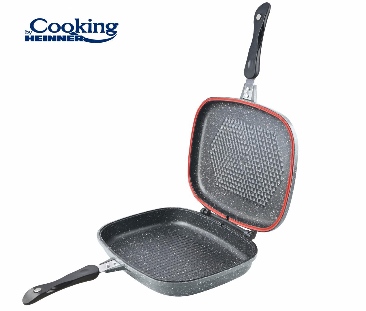 Tigaie Dublă Grill Aluminiu 32x24 cm Heinner Gray Line - imagine 3