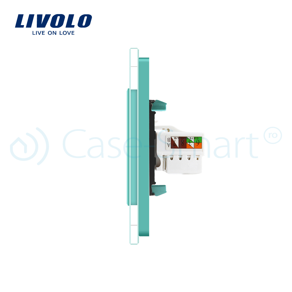 Priza TV + Internet Livolo, Rama Sticlă, 80mm - imagine 11