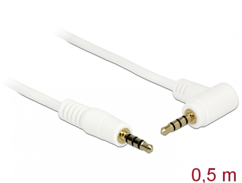 Cablu Jack 3.5mm 4P 0.5m Alb Delock