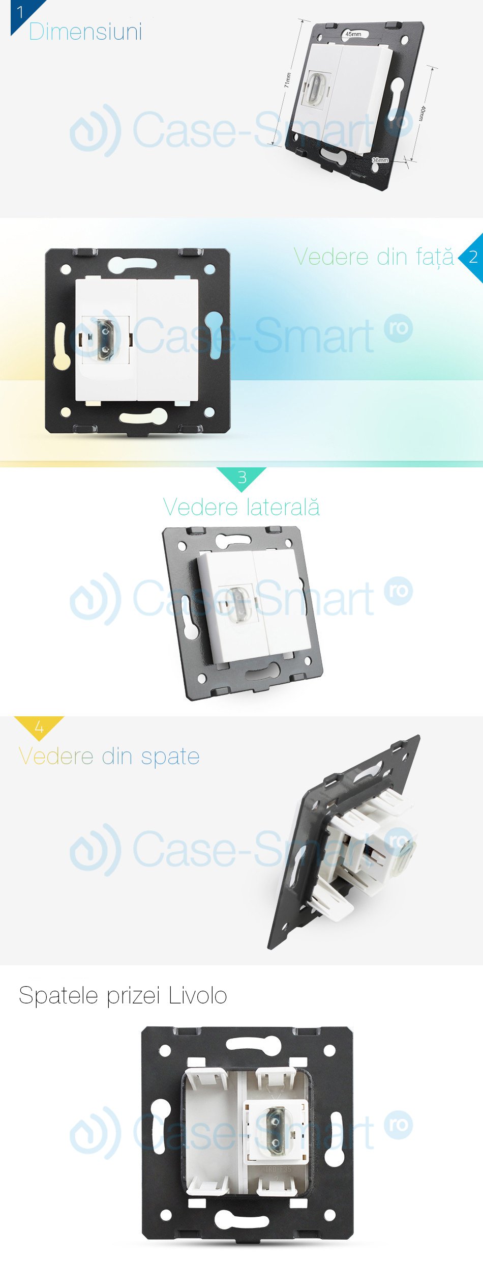 Priză HDMI Livolo, Metal/Plastic, Negru - imagine 2
