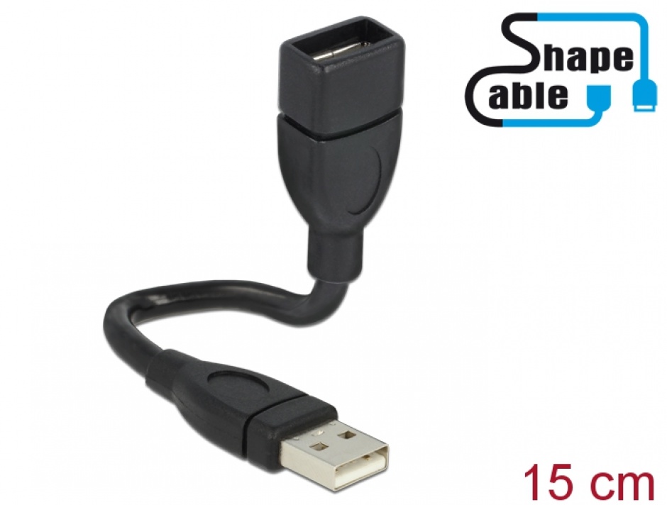 Cablu Delock USB 2.0 T-M ShapeCable, 0.15m