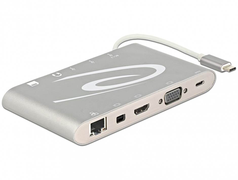 Docking Station USB-C Delock 4K, HDMI, VGA, LAN