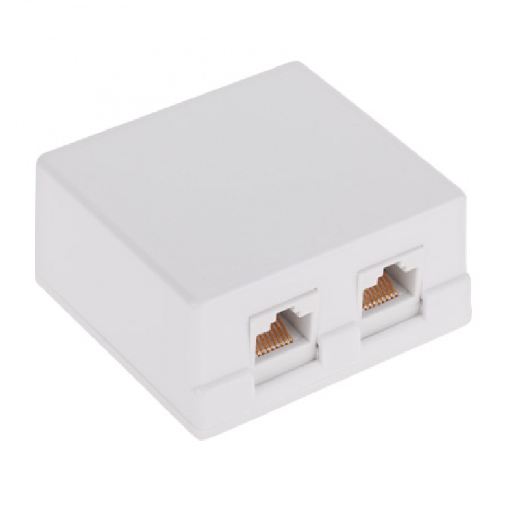 Priza Retea Applicata 2 Porturi CAT5e Alba OEM