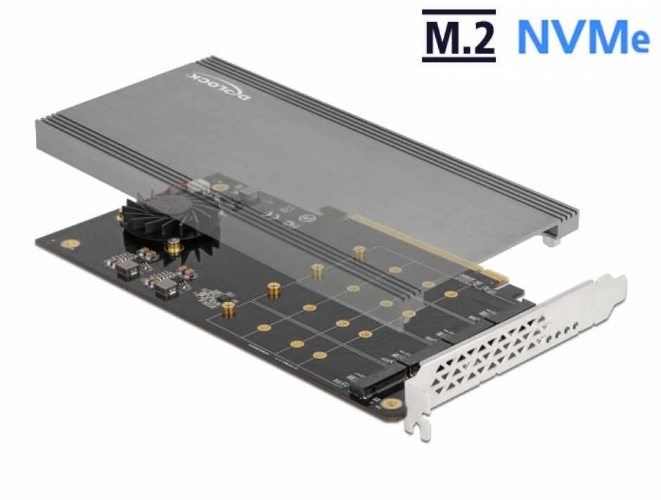 Placă Delock 4x NVMe M.2 cu Ventilator PCIe
