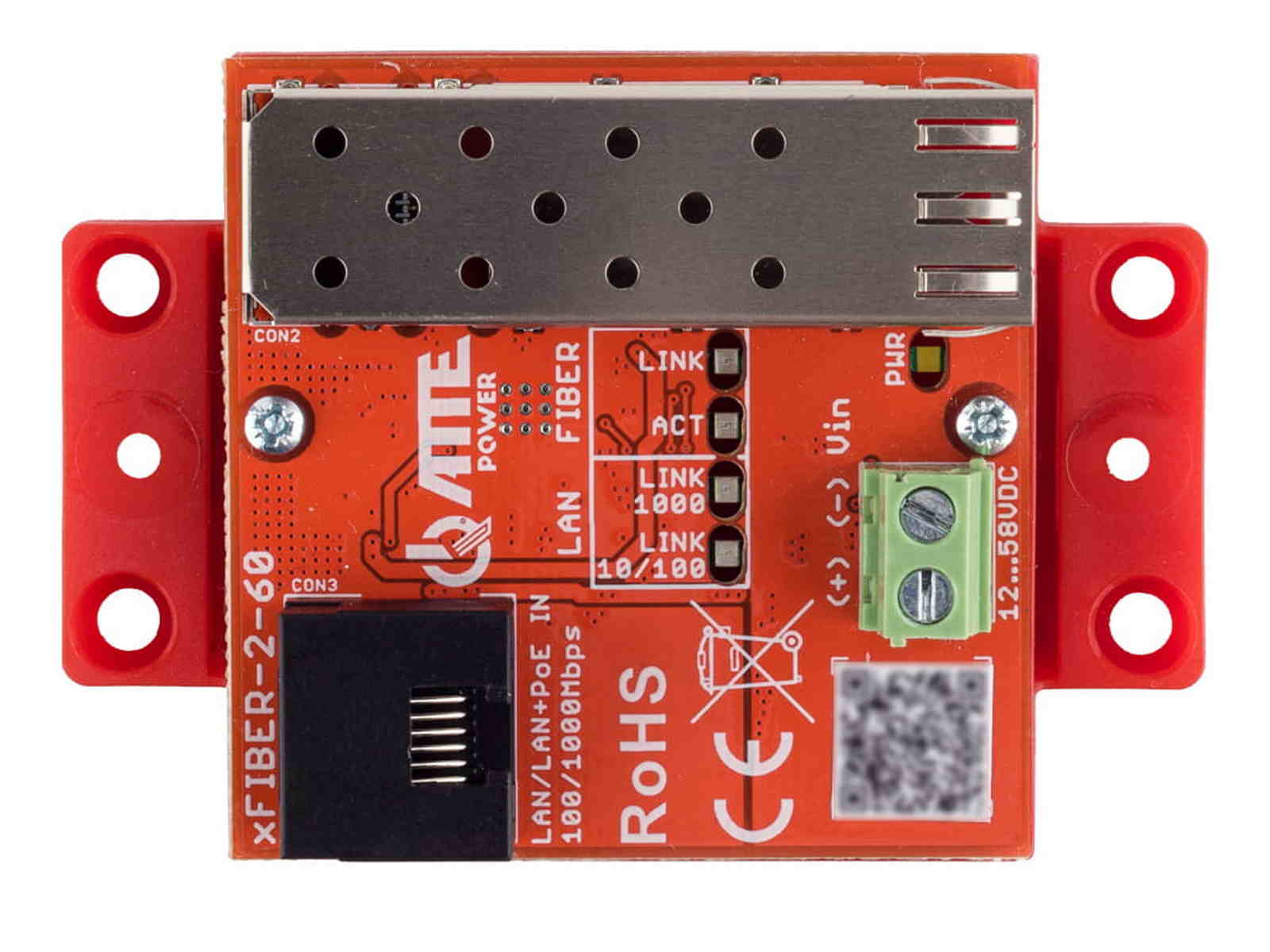 Media convertor SFP Gigabit Ethernet Atte Power xFIBER-2-60, 1 port PoE IN, 1 port SFP, pana la 1000Mbps