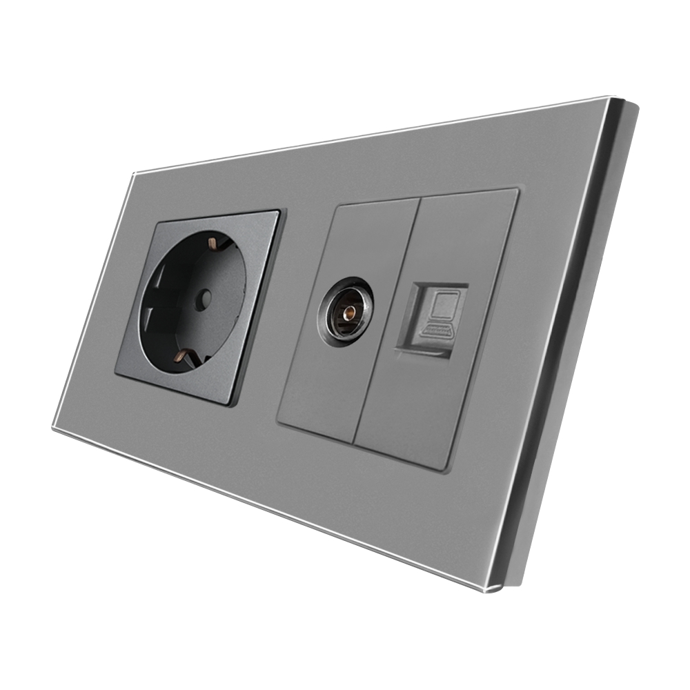 Priza Schuko, TV, Internet cu Rama Sticlă Luxion - imagine 13