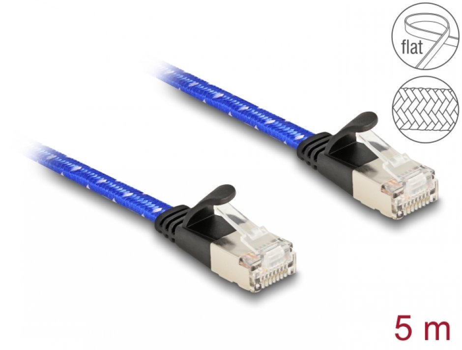 Cablu RJ45 Flat FTP 5m, Delock 80386