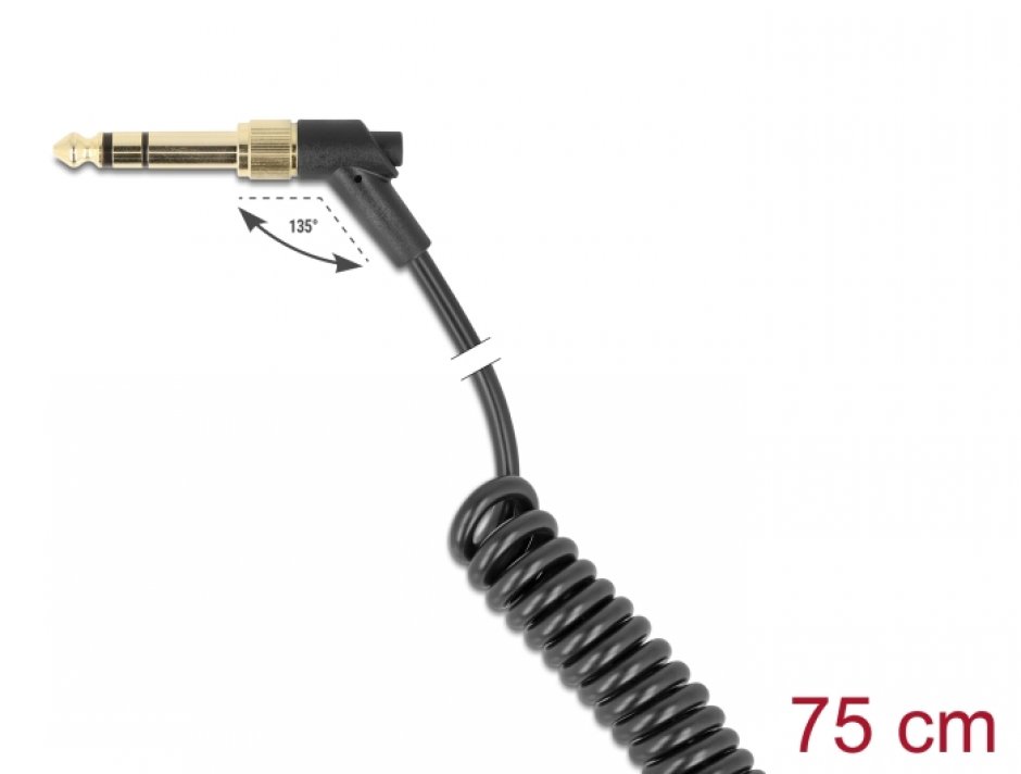 Cablu Spiralat Delock Jack 3.5mm + Adaptor 6.35mm