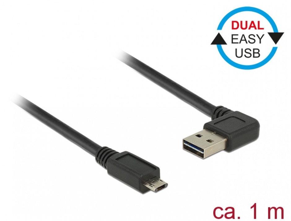 Cablu Delock USB 2.0 Easy-Connect 1m Negru