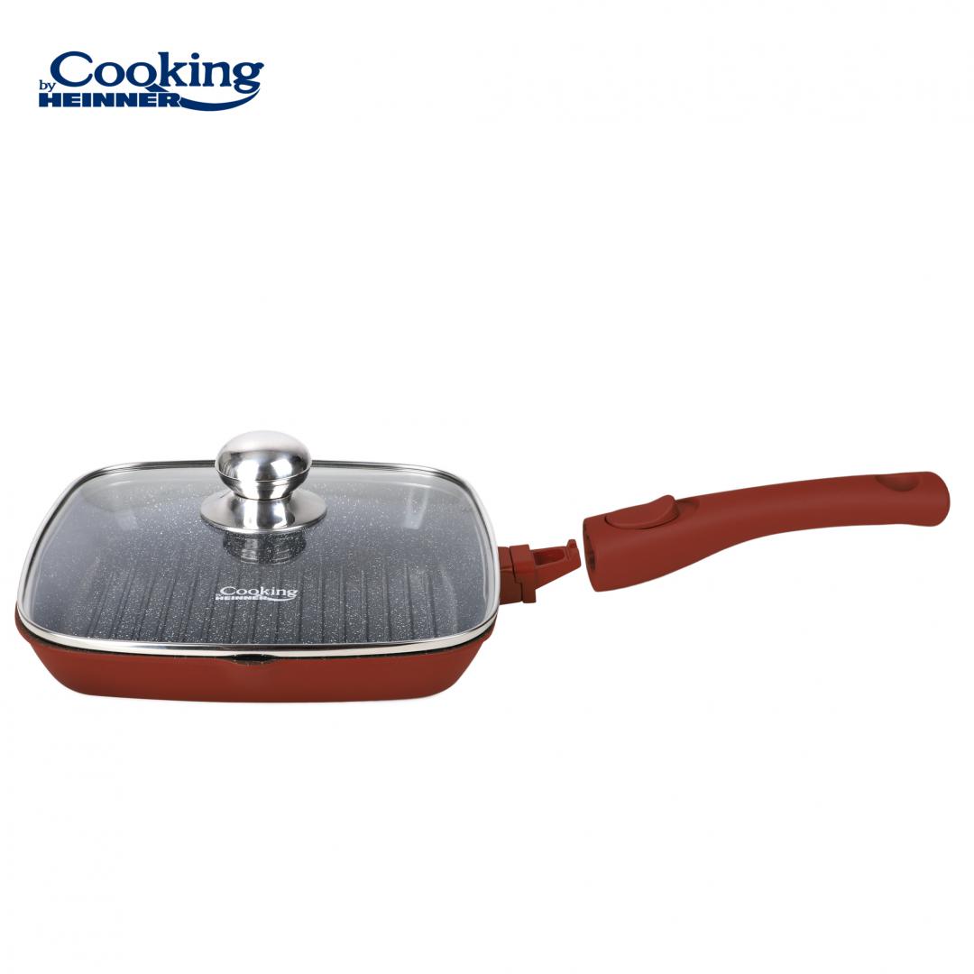 Tigaie Grill Aluminiu 28cm cu Capac - Heinner Calabria - imagine 2