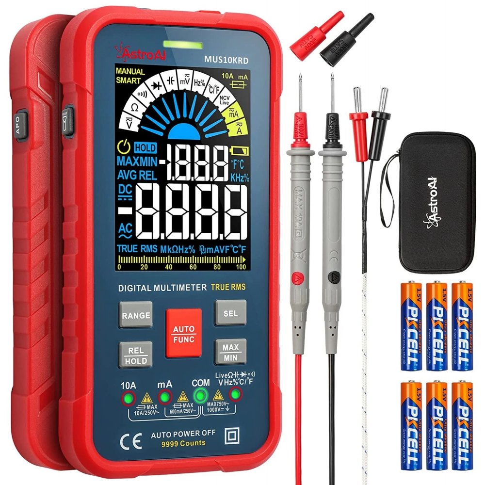 Multimetru AstroAI MUS10KRD, 10000 Counts, Smart Auto