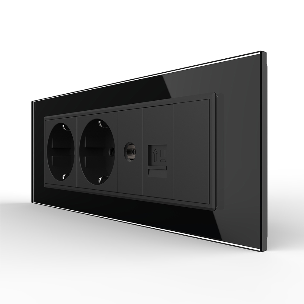 Priza Tripla Livolo Sticlă Schuko + TV/Internet - imagine 5