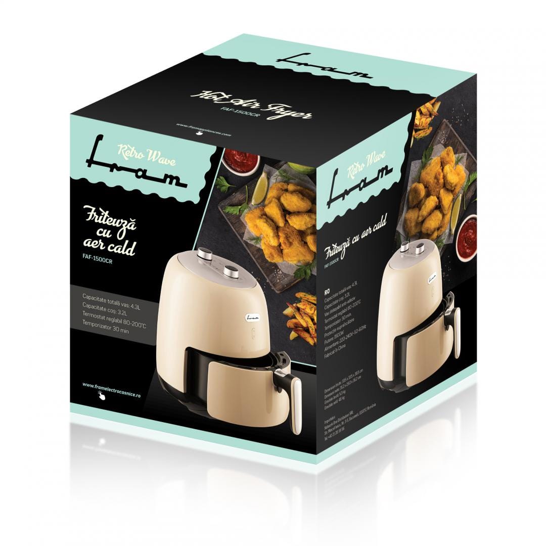 Friteuza Aer Cald Fram FAF-1500CR 4.3L Crem 1500W - imagine 5
