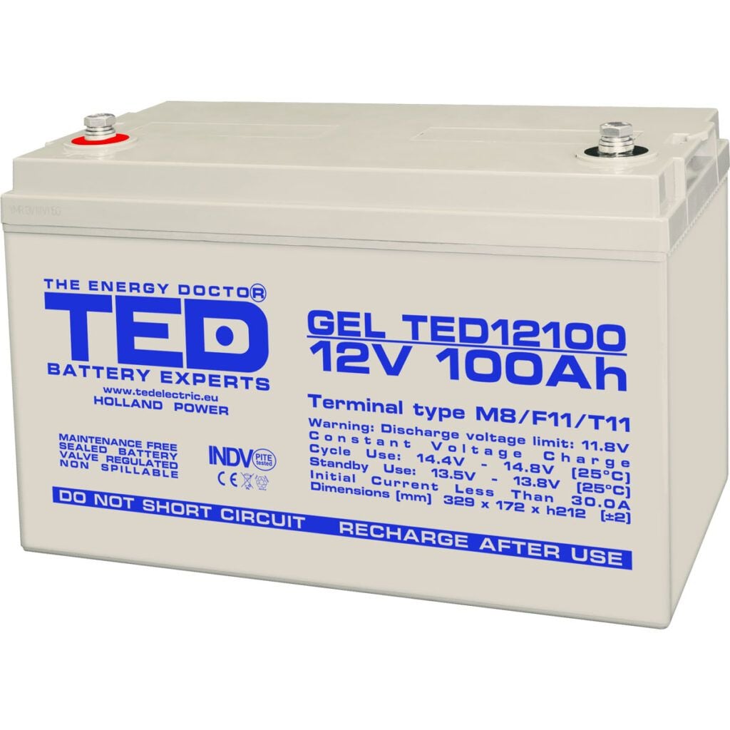 Acumulator GEL 12V 100Ah TED Electric - Performanță - imagine 2
