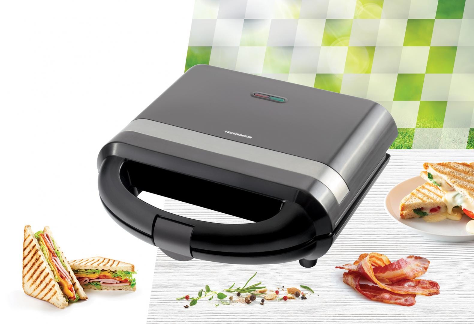 Sandwich Maker HEINNER SM-H700BK 700W Negru - imagine 3