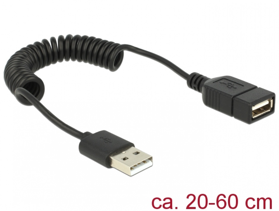 Cablu USB 2.0 Spiralat Delock 83163