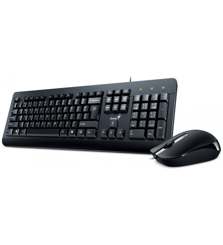 Kit Genius KM-160: Tastatură + Mouse USB, Ergonomic, Negru
