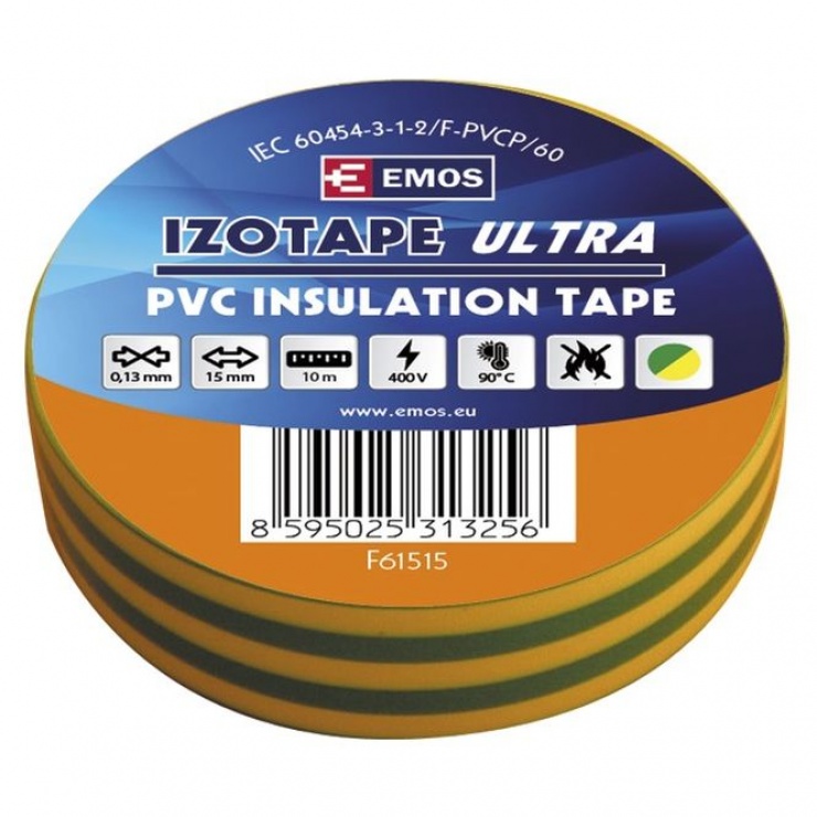Banda Izolatoare PVC 15mm Galben/Verde, OEM