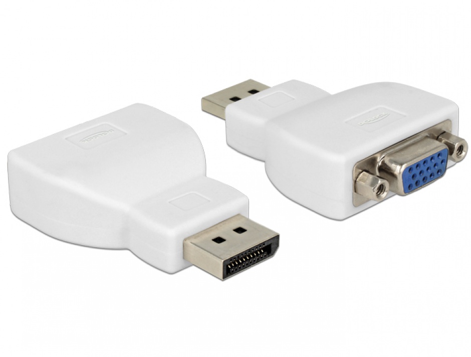 Adaptor DisplayPort la VGA Delock, Alb