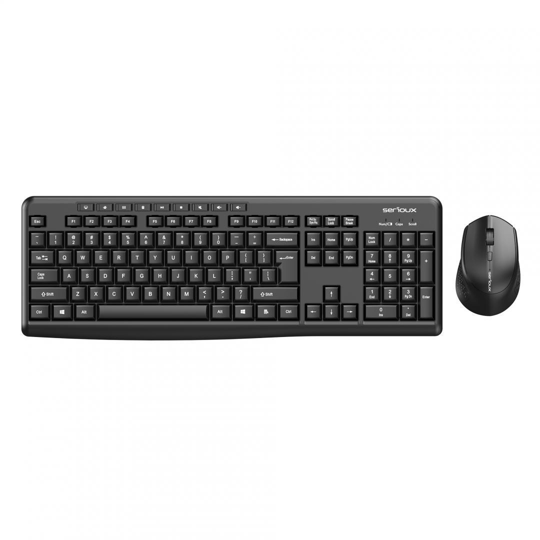 Kit Tastatură și Mouse Wireless Serioux 2.4G - 104 Taste - imagine 1