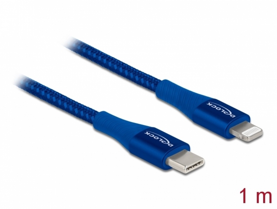 Cablu Delock USB-C la Lightning MFi Blue 1m