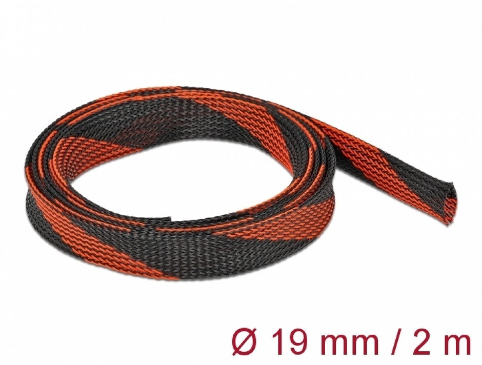 Manson Împletit Delock 2m, 19mm, Negru/Roșu