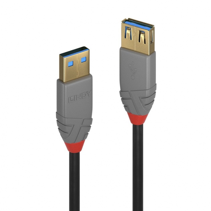 Cablu USB 3.0 Lindy 0.5m Anthra Line 5Gbps