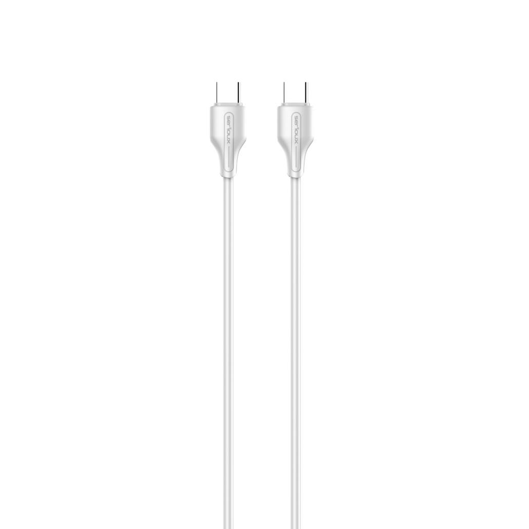 Cablu SERIOUX USB-C la USB-C 1M 65W Alb - Încărcare Rapidă