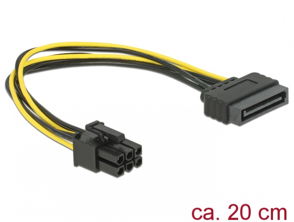 Cablu Adaptor SATA la PCIe 6 Pin Delock