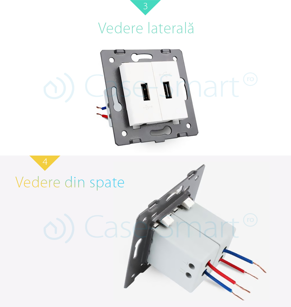Priză Dublă USB Livolo, 2.1A, Metal - imagine 3
