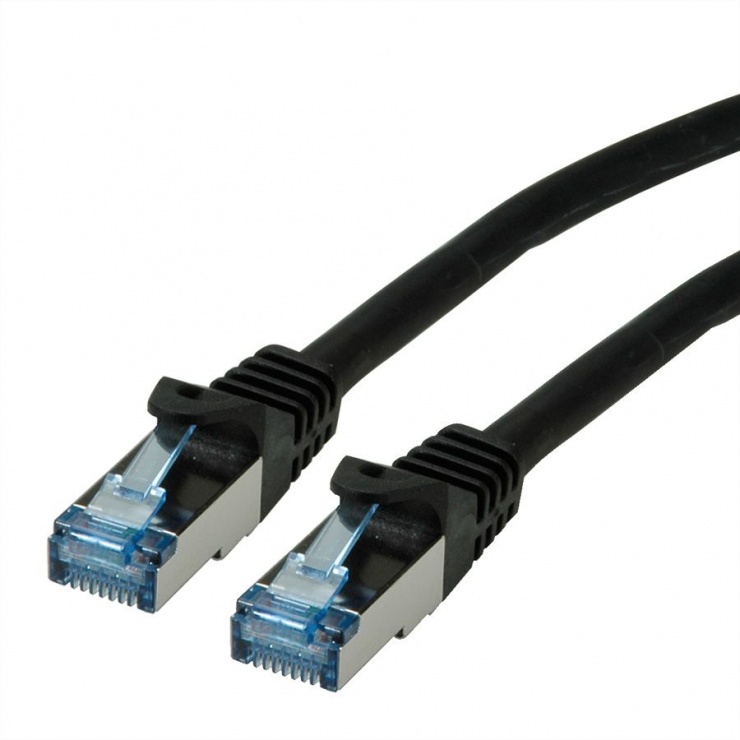 Cablu Roline S/FTP Cat.6A LSOH 0.3m, Negru