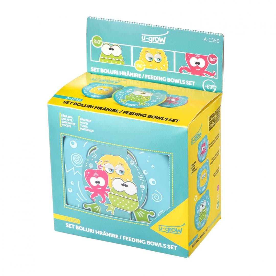 Set 3 Boluri U-GROW cu Capac 160-240-340ml pentru Bebeluși - imagine 4