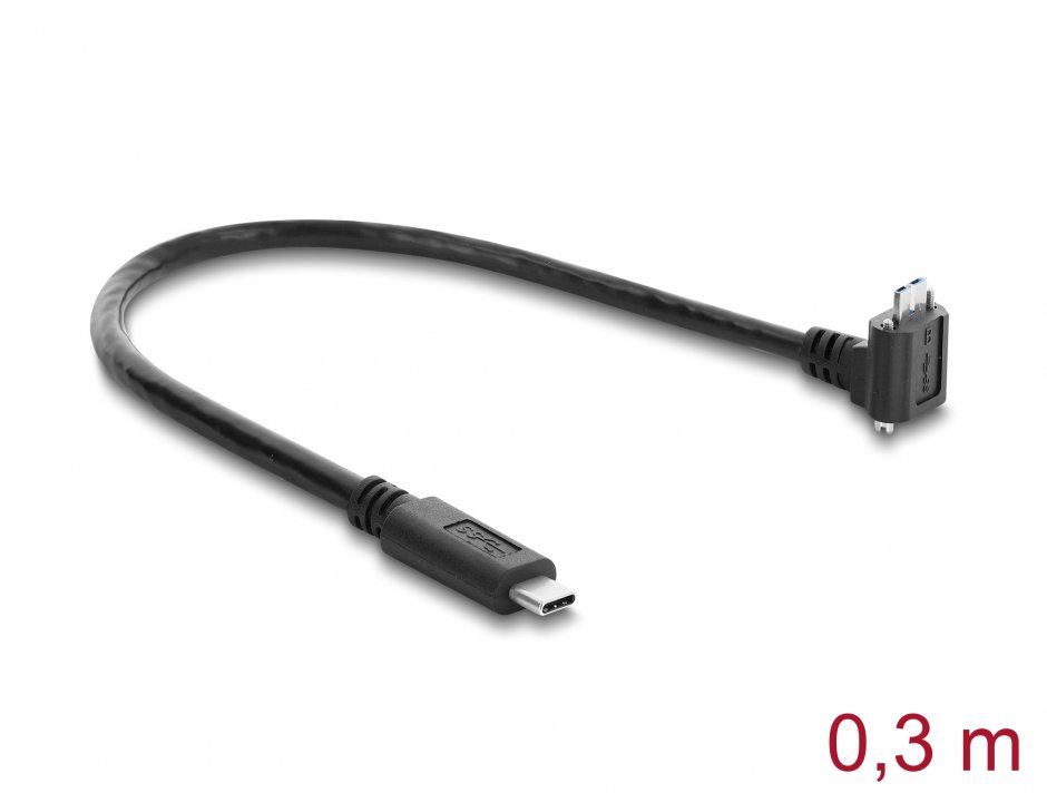 Cablu Delock Micro-B cu șuruburi la USB-C, 5 Gbps, 0.3 m