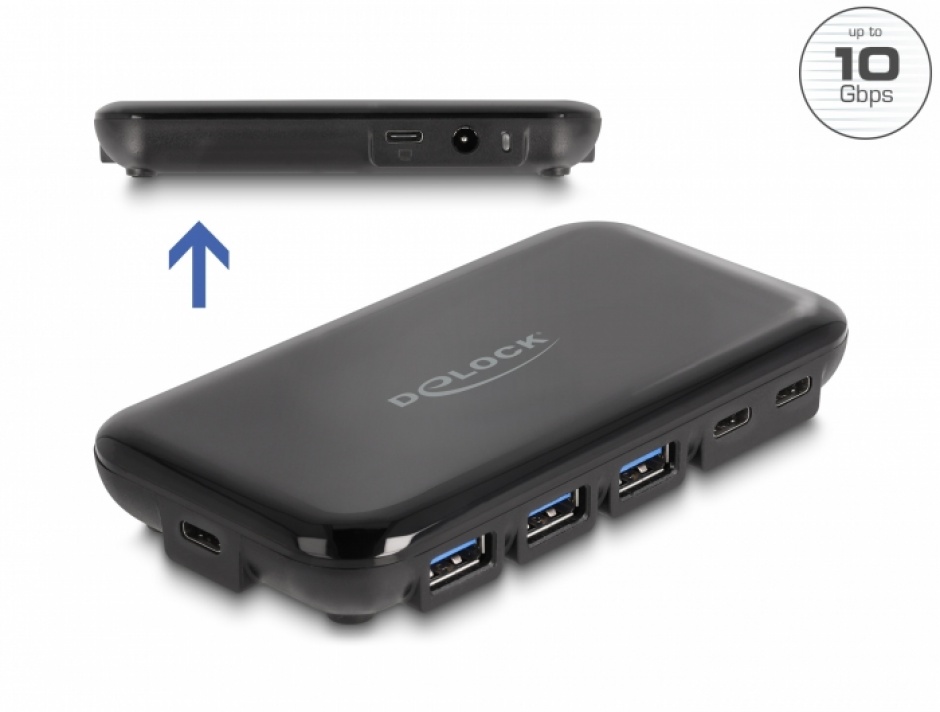 Hub USB 3.2 Gen 2 Delock, 7 Porturi, 10 Gbps