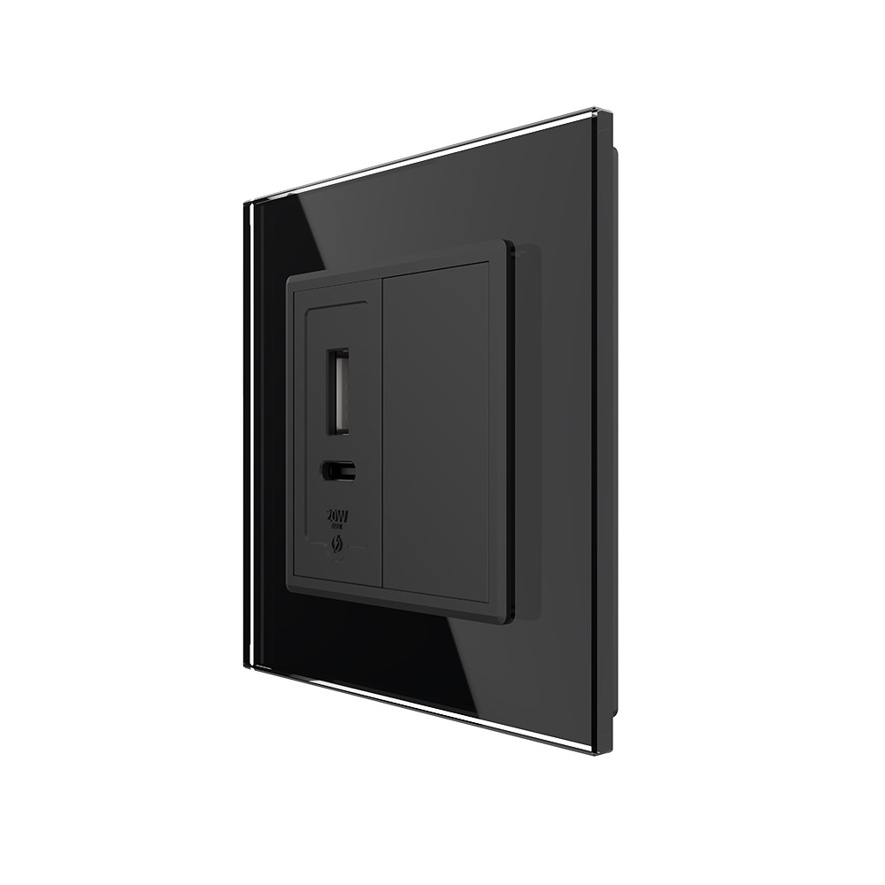 Priza USB-A + USB-C Livolo cu Rama din Sticla, 20W - imagine 4