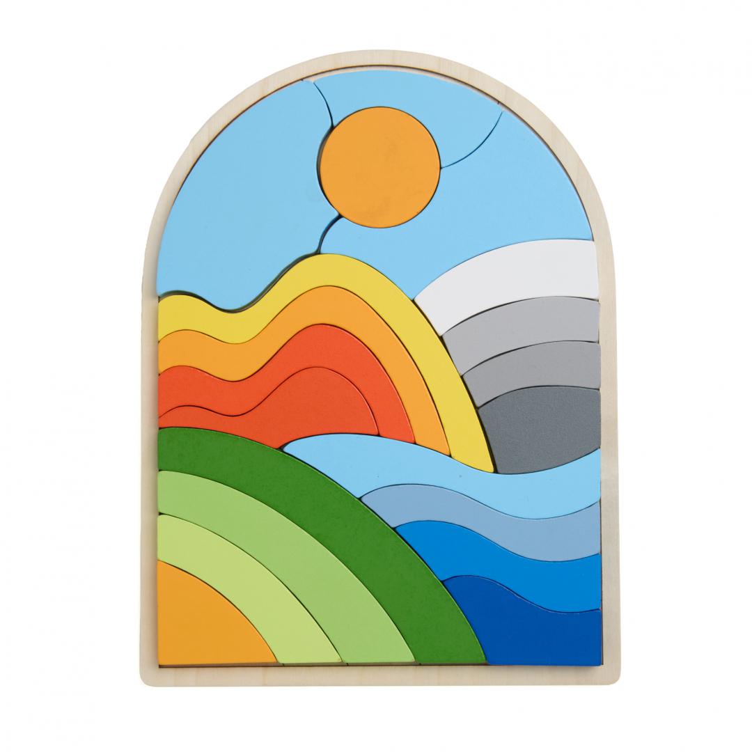 Puzzle Curcubeu Lemn 21 Piese | Joc Educațional Colorat - imagine 2